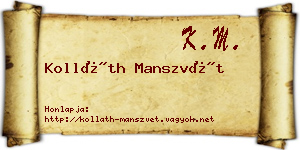 Kolláth Manszvét névjegykártya